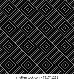 Ethnic seamless surface pattern design with geometric figures. Repeated rhombuses ornamental abstract background. Tribal embroidery motif. Checkered wallpaper. Digital paper, print, page fill. Vector.