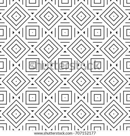 Ethnic seamless surface pattern design with geometric figures. Repeated squares, triangles, lines ornamental abstract background. Tribal embroidery motif. Digital paper, print, page fill. Vector work.