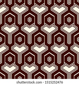 Ethnic seamless surface pattern. Repeated interlocking geometric figures. Tribal wallpaper. Native americans ornamental abstract background. Geo digital paper, textile print. Vector art