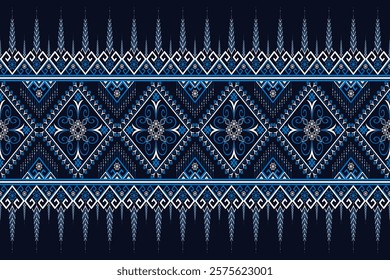 Ethnic seamless textile design. Ikat tribe. Geometric pattern embroidery. Background or carpet. Wallpaper. Curtain pattern, vector illustration.	