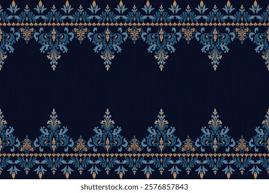 Ethnic seamless textile design. Ikat tribe. Geometric pattern embroidery. Background or carpet. Wallpaper. Curtain pattern, vector illustration.	
