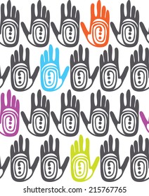 ethnic seamless texture with palm hand traces