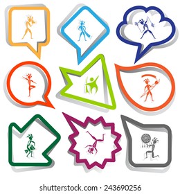 Ethnic set. Paper stickers. Vector illustration.