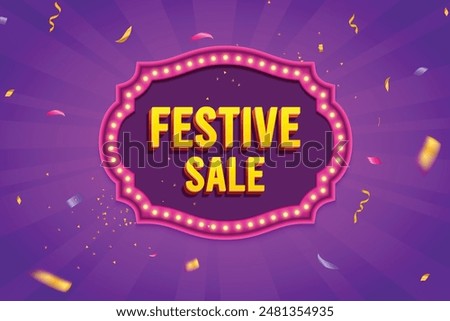 Ethnic Shape 3D Lightbox With Glowing Bulb On Purple Background. Retro Theme Design Vector Illustration. Festive Sale Concept.