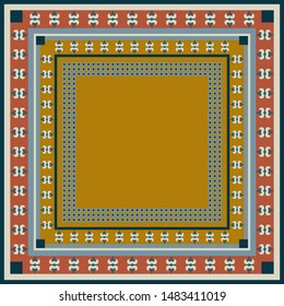 Ethnic silk scarf pattern design. Classic background
