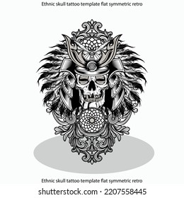 Modelo de tatuaje de cráneo étnico plano simétrico retrotracto plano