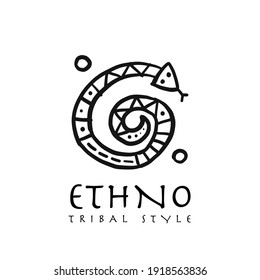 Ethnic snake logo for your design. Polynesian style. Vector illustration