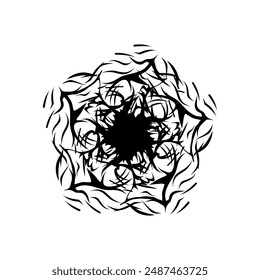 ethnic snowflake abstract circle brushes background vector