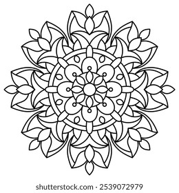 design de mandala étnico e calmante para colorir página do livro, relaxante arte mandala para design de hena, arte de parede
