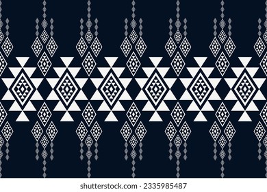 Ethnic southwest blue-white color pattern. Vector ethnic Navajo geometric shape seamless pattern. Southwest Navajo pattern use for fabric, textile, home decoration elements, upholstery, wrapping, etc.