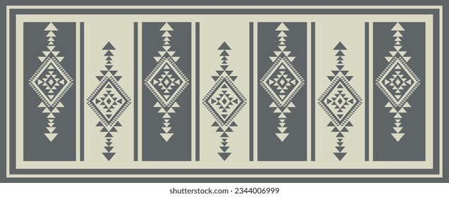 Ethnic southwest geometric pattern. Vector aztec Navajo geometric shape monochrome color pattern. Southwest Navajo geometric pattern use for border, carpet, area rug, tapestry, runner decorative, etc.