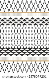 Ethnic southwest geometric pattern. Vector aztec Navajo geometric shape monochrome color pattern. Southwest Navajo geometric pattern use for border, carpet, area rug, fabric, textile