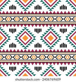 Ethnic southwest tribal navajo ornamental seamless pattern fabric colorful design for textile printing