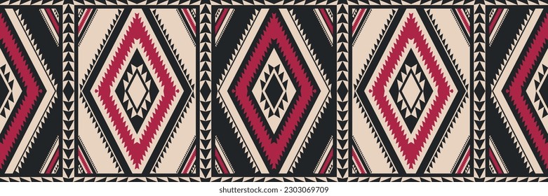 Ethnic southwest vintage pattern. Vector ethnic geometric square rhombus colorful vintage seamless pattern. Aztec Kilim pattern use for carpet, rug, tapestry, mat, runner or border decorative element.