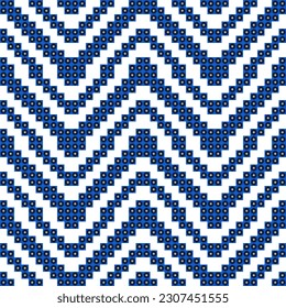 Ethnic square black gradient in blue cubic geometric abstract pattern.Seamless Embroidery style.For background wallpaper,clothing,wrapping,fabric,cover,textile,Print.Tribal motif.vector illustration.