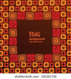 Ethnic square pattern background 06, vector