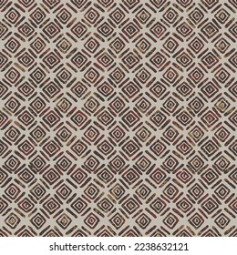 Ethnic square rhombus geometric seamless pattern. Batik textured pattern on grey background.