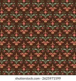 Ethnic Stock Illustration, Motif ethnic seamless textile illustration, embroidery, print striped ornament floral,  design for wrapping, silk, scarf, background, textile, carpet, rug, texture