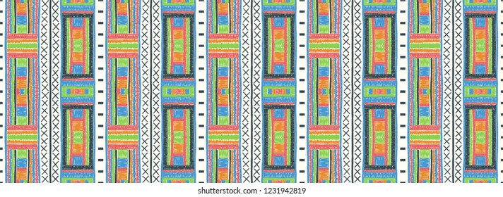 Ethnic strip. Tribal vector ornament. Seamless African pattern. Carpet with chevrons. Aztec style. Geometric mosaic on the tile. Ancient interior. Modern rug. Geo print on textile. Kente Cloth
