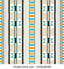 Ethnic strip. Tribal vector ornament. Seamless African pattern.  Aztec style. Geometric mosaic on the tile. Ancient interior. Modern rug. Geo print on textile. Kente Cloth