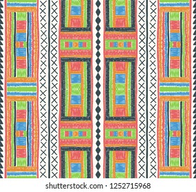 Ethnic strip. Tribal vector ornament. Seamless African pattern. Carpet with chevrons. Aztec style. Geometric mosaic on the tile. Ancient interior. Modern rug. Geo print on textile. Kente Cloth