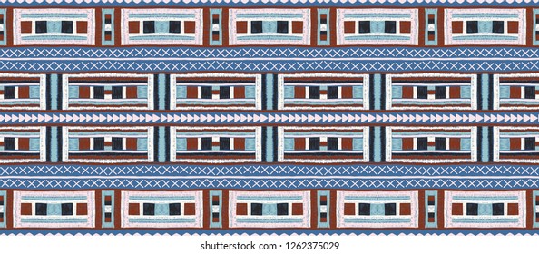 Ethnic strip. Tribal vector ornament. Seamless African pattern. Carpet with chevrons. Aztec style. Geometric mosaic on the tile. Ancient interior. Modern rug. Geo print on textile. Kente Cloth