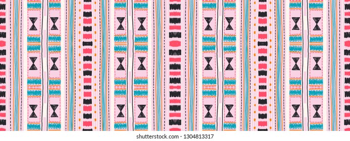 Ethnic strip. Tribal vector ornament. Seamless African pattern. Carpet with chevrons. Aztec style. Geometric mosaic on the tile. Ancient interior. Modern rug. Geo print on textile. Kente Cloth