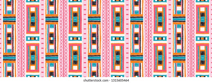 Ethnic strip. Tribal vector ornament. Seamless African pattern. Carpet with chevrons. Aztec style. Geometric mosaic on the tile. Ancient interior. Modern rug. Geo print on textile. Kente Cloth