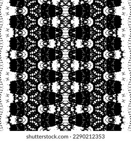 Ethnische Streifen dunkles Muster. Nahtlose Boho Art Print. Einfache Native Ink Batik. Indisches Schwarzes Farbmuster. Ethnische dunkle Doodle-Vektorgrafik. Black Color Ink Scribble Textil. Abstrakter, dunkler, stabiler Vektorgrafik