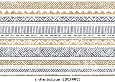Ethnic stripe seamless pattern. Tribal geometric vector background, boho motif, textured ornament illustration. Textile print 