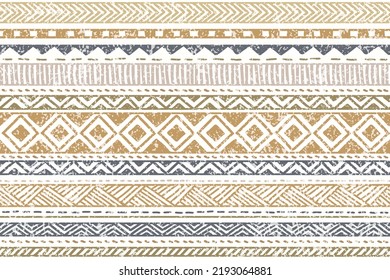Ethnic stripe seamless pattern. Tribal geometric vector background, boho motif, textured ornament illustration. Textile print 