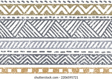 Ethnic stripe seamless pattern. Tribal geometric vector background, boho motif, textured ornament illustration. Textile print 