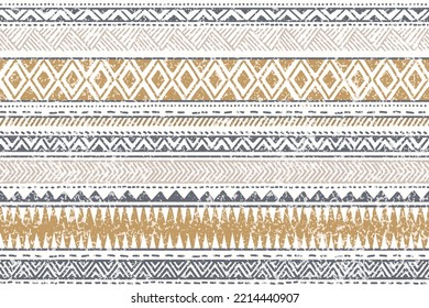 Ethnic stripe seamless pattern. Tribal geometric vector background, boho motif, textured ornament illustration. Textile print 