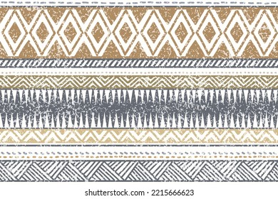 Ethnic stripe seamless pattern. Tribal geometric vector background, boho motif, textured ornament illustration. Textile print 