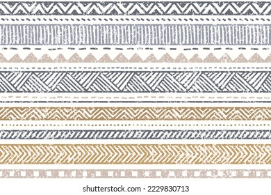 Ethnic stripe seamless pattern. Tribal geometric vector background, boho motif, textured ornament illustration. Textile print 