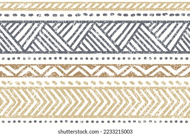 Ethnic stripe seamless pattern. Tribal geometric vector background, boho motif, textured ornament illustration. Textile print 