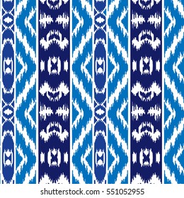 Ethnic striped blue seamless pattern. Boho abstract textile print. Winter wallpaper.