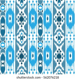 Ethnic striped blue and white seamless pattern. Boho abstract textile print. Winter wallpaper.