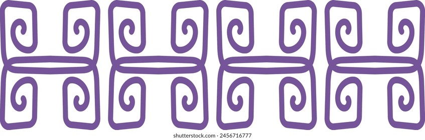 Ethnic Style Borders with Abstract Pattern Design. Horizontal Pattern. Isolated Vector Illustration
