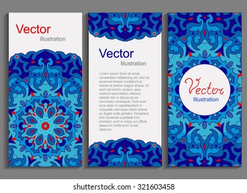 Ethnic style brochures with hand drawn elements
