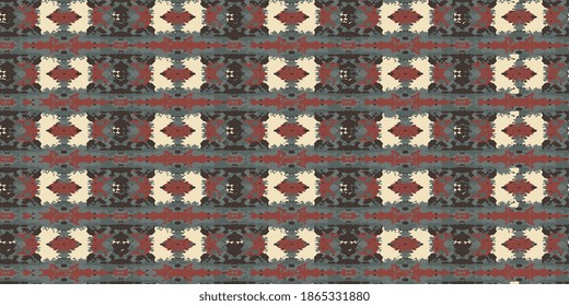 Textura de alfombra de estilo étnico. Ornamento textil sin foco. Patrón veloz. Eps-10