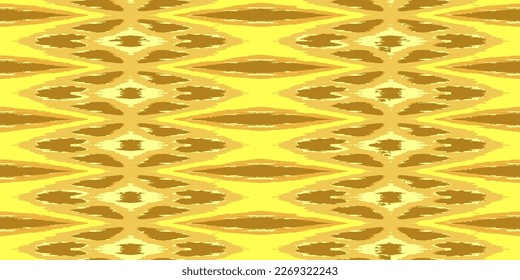 Ethnic style carpet texture. Seamless textile ornament. Yellow seamless pattern. Vector seamless pattern