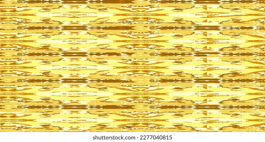 Textura de alfombra de estilo étnico. Ornamento textil sin foco. Patrón amarillo sin costuras. Patrón transparente del vector