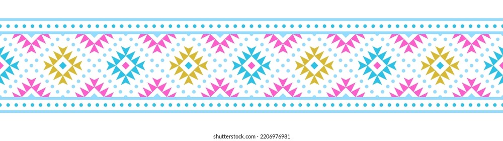 Ethnic style colorful seamless border. Tribal decorative tape of Aztec motives. EPS 10 vector illustration.