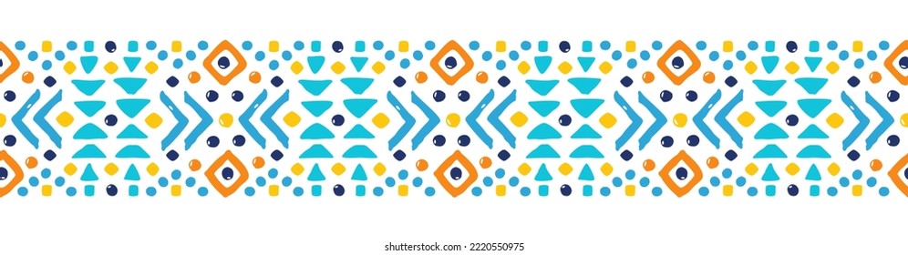 Ethnic style colorful seamless border. Tribal decorative tape of aztec motives. EPS 10 vector illustration.