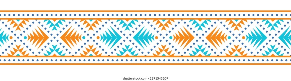 Ethnic style colorful seamless border. Tribal decorative tape of aztec motives. EPS 10 vector illustration.