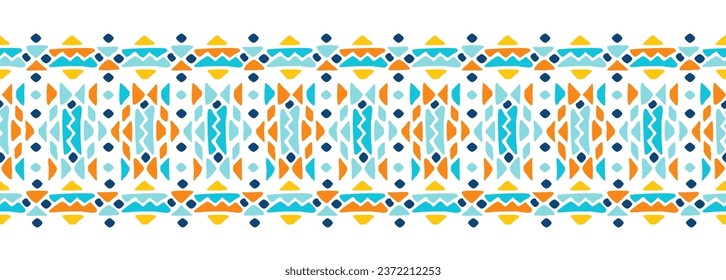 Ethnic style colorful seamless border. Tribal decorative tape of aztec motives. EPS 10 vector illustration.