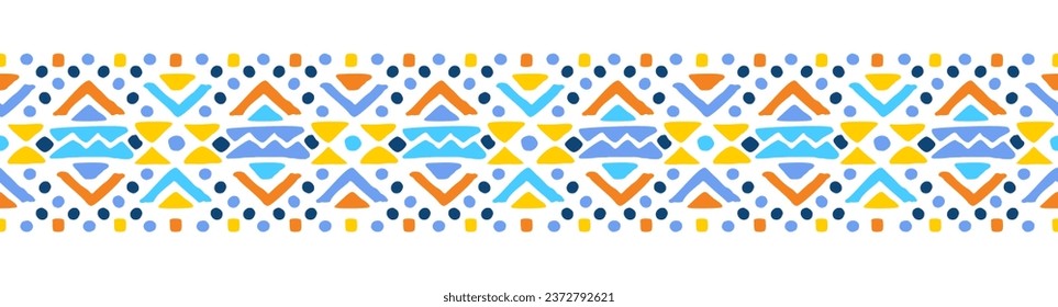 Ethnic style colorful seamless border. Tribal decorative tape of aztec motives. EPS 10 vector illustration.