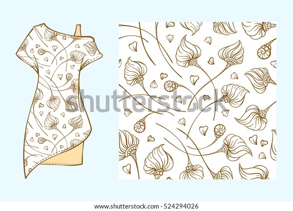 Download Ethnic Style Dress Mockup Seamless Floral Stock Vector ...