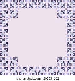 ethnic style. embroidered frame in violet colors. seamless pattern